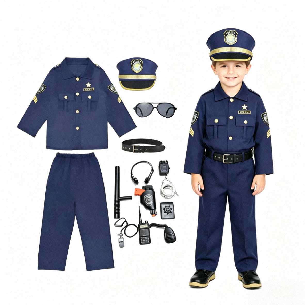 Cosplay Prop Kit - Children Officer Cosplay Outfit Complete Uniform