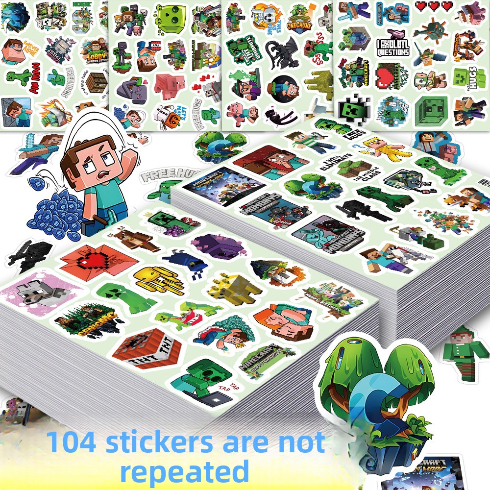 104pcs Minecrafte Stickers Cre - Cosplay Prop Dagger ulasan dan harga